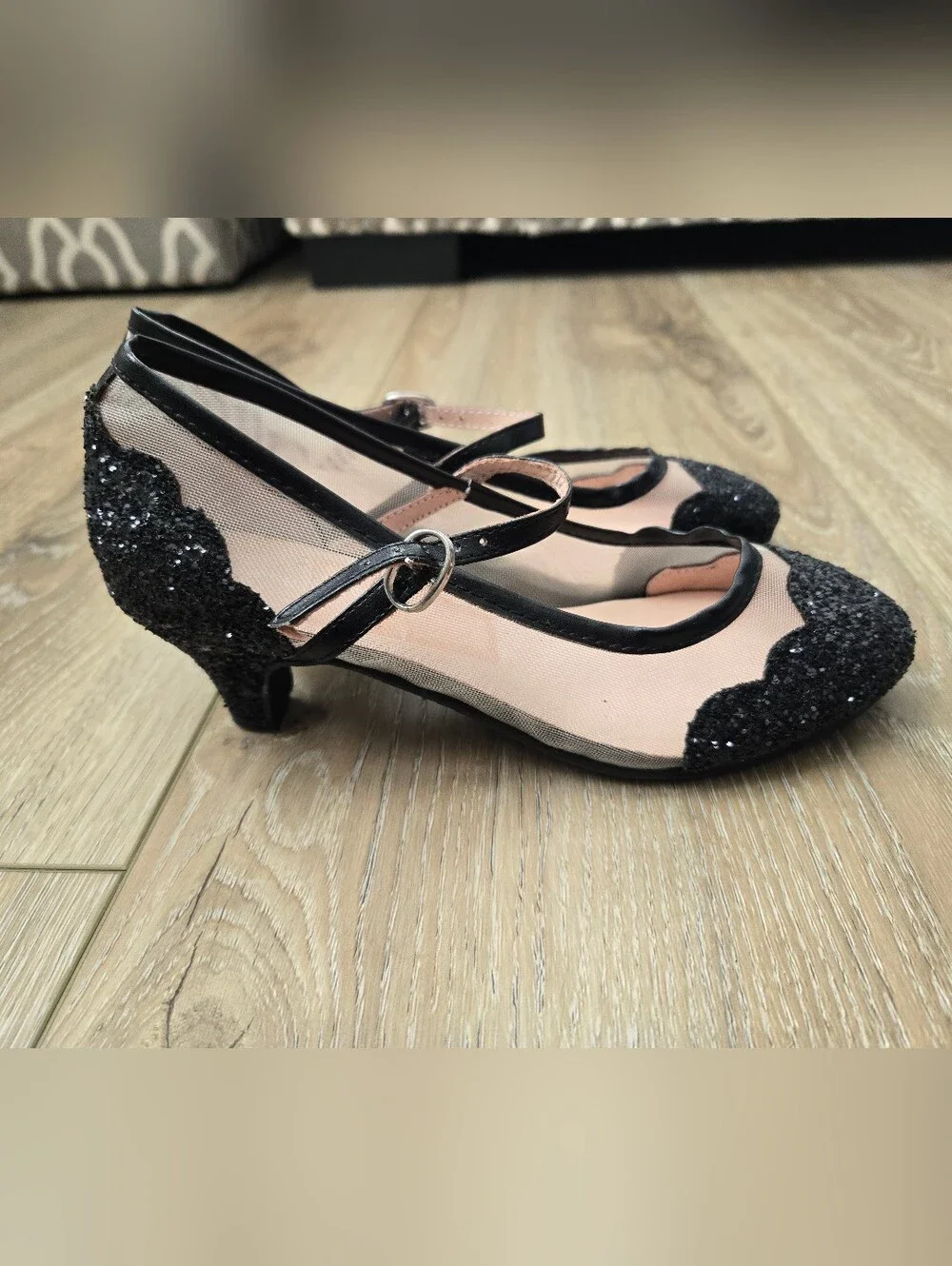 Chasing Fireflies Mesh & Glitter Heeled Maryjane Shoes, 2 Kids